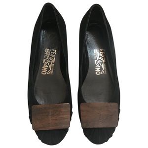Salvatore Ferragamo Black Suede Ballet Flat